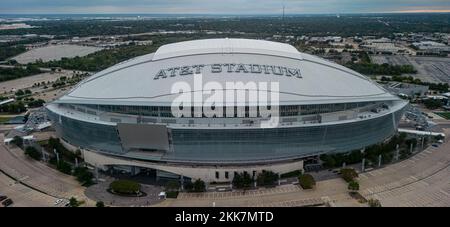 AT and T stadium in the city of Arlington - home of the Dallas Cowboys - aerial view - DALLAS, UNITED STATES - OCTOBER 30, 2022 Stock Photo