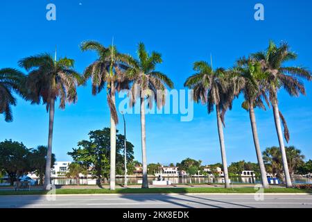 Miami, USA - July 31, 2010: luxury houses at the canal  in Miami South, USA. Pinetree Drive is the premier neighborhood for luxury homes. Stock Photo