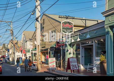 Provincetown, USA - September 24, 2017: people enjoy a warm summer day in the historic part of Provincetown, USA. Stock Photo