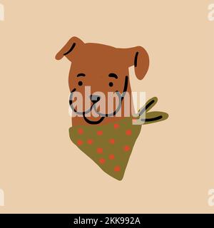 Vector illustration of dog with bandana. Pet portrait isolated. Vector illustration Stock Vector