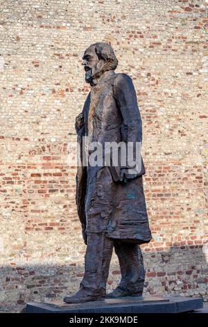 Trier, Germany - November 7, 2020: statue of philosopher Karl Marx and kommunist founder in Trier in Germany. Stock Photo