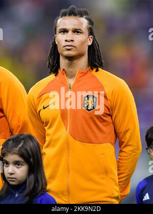 DOHA, QATAR - NOVEMBER 25: Nathan Ake of the Netherlands runs with the ...