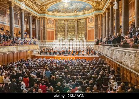 Wiesbaden, Germany - January 31, 2020: spectator listen for performance of Moscow Philharmonic Orchestra. Stock Photo