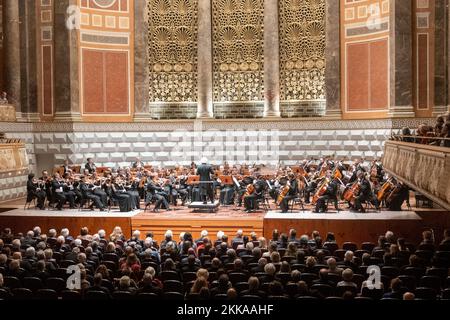 Wiesbaden, Germany - January 31, 2020: spectator listen for performance of Moscow Philharmonic Orchestra. Stock Photo