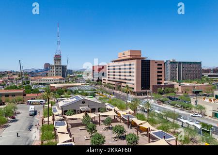 Phoenix, USA - June 14, 2012: new modern skyscraper in downtown Phoenix, USA. Stock Photo