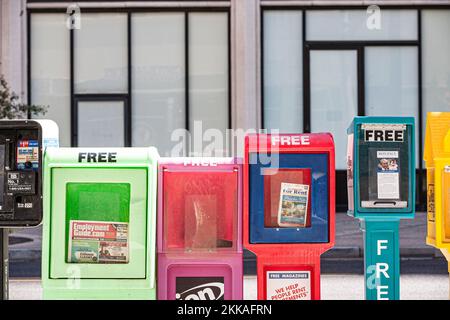 Phoenix, USA - June 14, 2012: newspaper boxes with free newspaper for everyone. These papers  are financed by advertising. Stock Photo