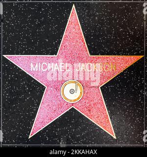Los Angeles, USA - June  26, 2012: Michael Jackson's star on Hollywood Walk of Fame  in Hollywood, California. This star is located on Hollywood Blvd. Stock Photo