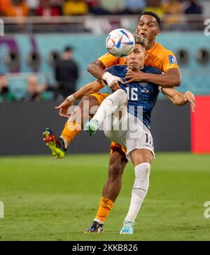 Doha, Catar. 25th Nov, 2022. Ecuador vs Netherlands Party, match corresponding to group A, valid for the first group stage of the 2022 FIFA World Cup, held at the Khalifa International stadium. Credit: Juan Antonio Sánchez/FotoArena/Alamy Live News Stock Photo