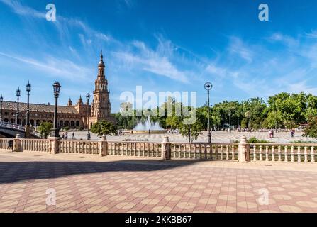 Seville, Spain - May 23, 2019: The beautiful Plaza de Espana in Seville. Andalusia, Spain. Stock Photo