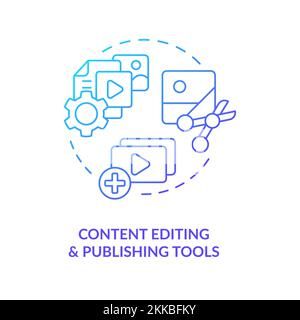 Content editing and publishing tools blue gradient concept icon Stock Vector