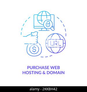 Purchase web hosting and domain blue gradient concept icon Stock Vector