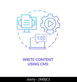 Write content using CMS blue gradient concept icon Stock Vector