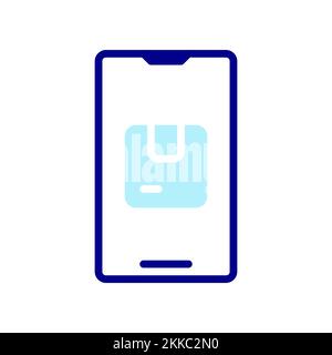 Order Package Online icon, order goods online using a smartphone. Stock Vector