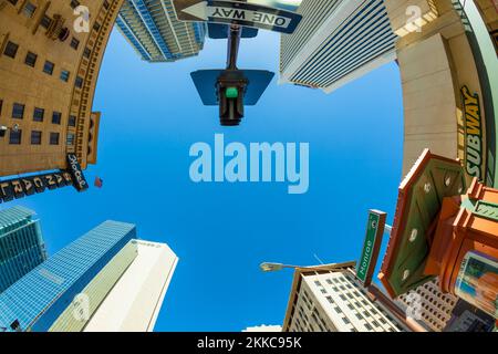 Phoenix, USA - June 14, 2012: famous Art Deco architecture combined with modern skyscraper  in Phoenix, Arizona. Stock Photo