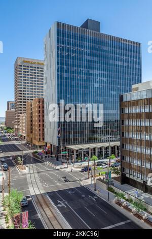 Phoenix, USA - June 14, 2012: new modern skyscraper in downtown Phoenix, USA. Stock Photo