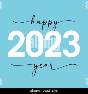 Happy 2023 year elegant lettering quote. New year creative design for Christmas sale banner or Xmas greeting card. Vector illustration Stock Vector