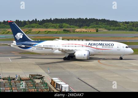 Chiba Prefecture, Japan - May 05, 2019: Aeromexico Boeing B787-8 Dreamliner (N966AM) passenger plane.