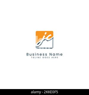 J C JC Initial letter handwritten and signature vector image template in square shape logo Stock Vector