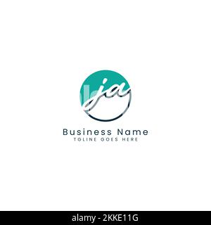 J A JA Initial letter handwritten and signature vector image template in round shape logo Stock Vector