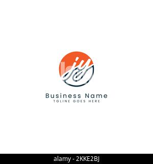 J Y JY Initial letter handwritten and signature vector image template in round shape logo Stock Vector