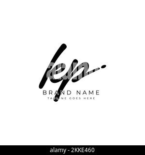 K, P, KP Initial letter handwritten and signature vector image, modern style in joining template logo Stock Vector