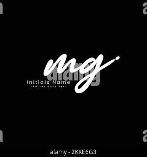 M G MG Initial letter handwritten and signature vector image logo Stock Vector