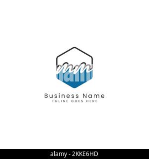 M MM Initial letter handwritten and signature vector image template in hexagon shape logo Stock Vector