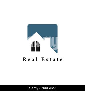 real estate simple logo icon vector design with house and window square shape Stock Vector