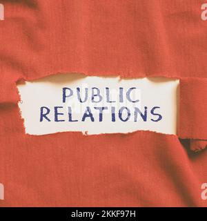 Text sign showing Public Relations. Business overview Communication Media People Information Publicity Social Stock Photo