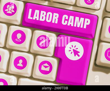Handwriting text Labor Camp. Internet Concept a penal colony where