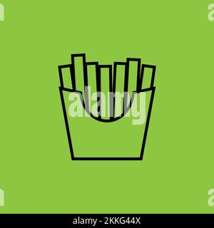 Chips icon isolated on Green Background. Fast Food Concept. - Vector . Vector illustration Stock Vector