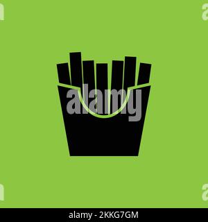 Chips icon isolated on Green Background. Fast Food Concept. - Vector . Vector illustration Stock Vector