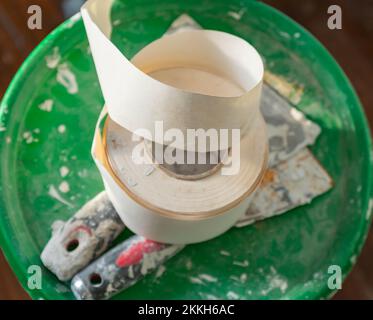 Plaster tools for drywall paint, home improvement, copy space image ...