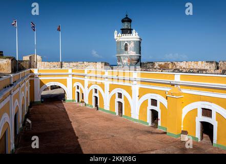 El Morro Fort and Lighthouse, Old San Juan, on the tropical Caribbean island of Puerto Rico, USA. Stock Photo