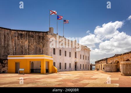 The interior of San Cristobal Castle in Old San Juan, on the tropical Caribbean island of Puerto Rico, USA. Stock Photo