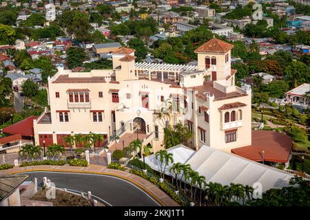 The historic Serralles Castle or Castillo Serralles in Ponce, on the tropical Caribbean island of Puerto Rico, USA. Stock Photo