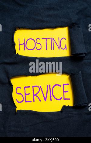 Conceptual caption Hosting Service. Word Written on provides services for the website to be seen in the Internet Stock Photo