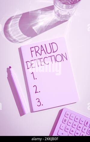 Sign displaying Fraud Detection. Word for identification of actual or expected fraud to take place Stock Photo