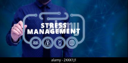 Writing displaying text Stress Management. Business concept Meditation Therapy Relaxation Positivity Healthcare Stock Photo