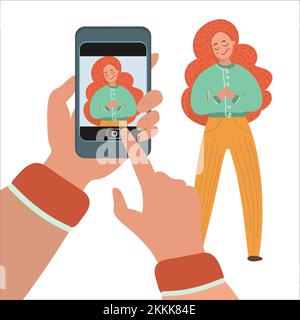 MOBILE PHOTOGRAPHY Flat Design Market Business Internet Communication Clip Art Vector Illustration Set For Print Stock Vector