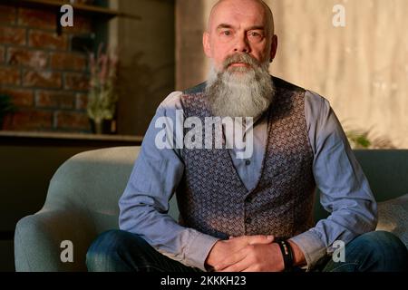 close-up. portrait of a serious bearded man. Stock Photo