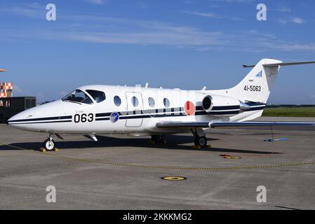 Aomori Prefecture, Japan - September 07, 2014: Japan Air Self-Defense Force Hawker T-400 training aircraft. Stock Photo