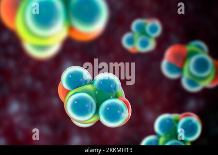 Ethylene glycol molecule, 3D illustration Stock Photo