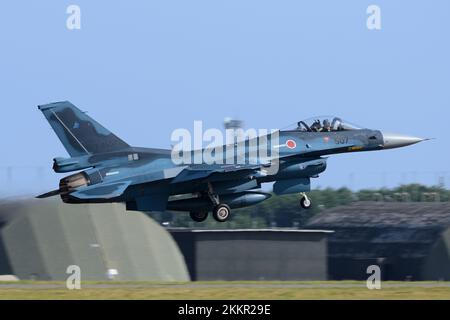 Aomori Prefecture, Japan - September 07, 2014: Japan Air Self-Defense Force Mitsubishi F-2A multirole fighter. Stock Photo