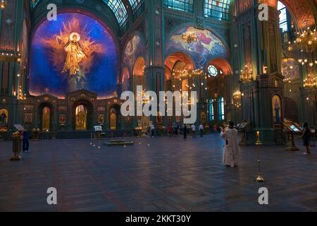 MOSCOW REGION, RUSSIA - AUGUST 18, 2022: Interior of the main temple of the Armed Forces of the Russian Federation (Cathedral of the Resurrection Stock Photo