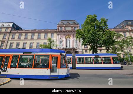 HEAG tramway, Residenzschloss, Marktplatz, Darmstadt, Hesse, Germany, Europe Stock Photo