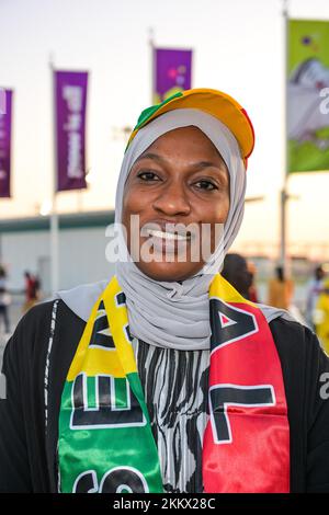 Doha, Qatar. 25th Nov, 2022. A Senegal fan seen prior to the match Qatar—Senegal at Al Thumama stadium, on the 6th day of the FIFA World Cup Qatar 2022, near Doha, Qatar on November 25, 2022. Photo by Ammar Abd Rabbo/ABACAPRESS.COM Credit: Abaca Press/Alamy Live News Stock Photo