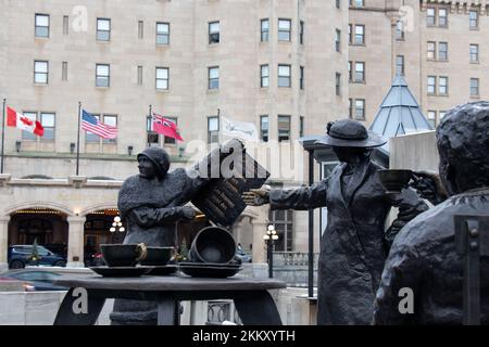 The 'Women Are Persons!' sculpture, a tribute to the Famous Five women who brought a case for women's rights to the highest court in the empire. Stock Photo
