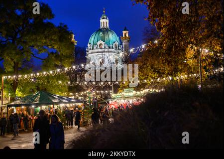 vienna, austria, 24 nov 2022, advent markte at place karlsplatz Stock Photo