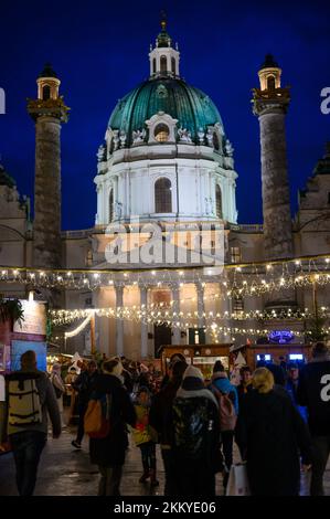 vienna, austria, 24 nov 2022, advent markte at place karlsplatz Stock Photo